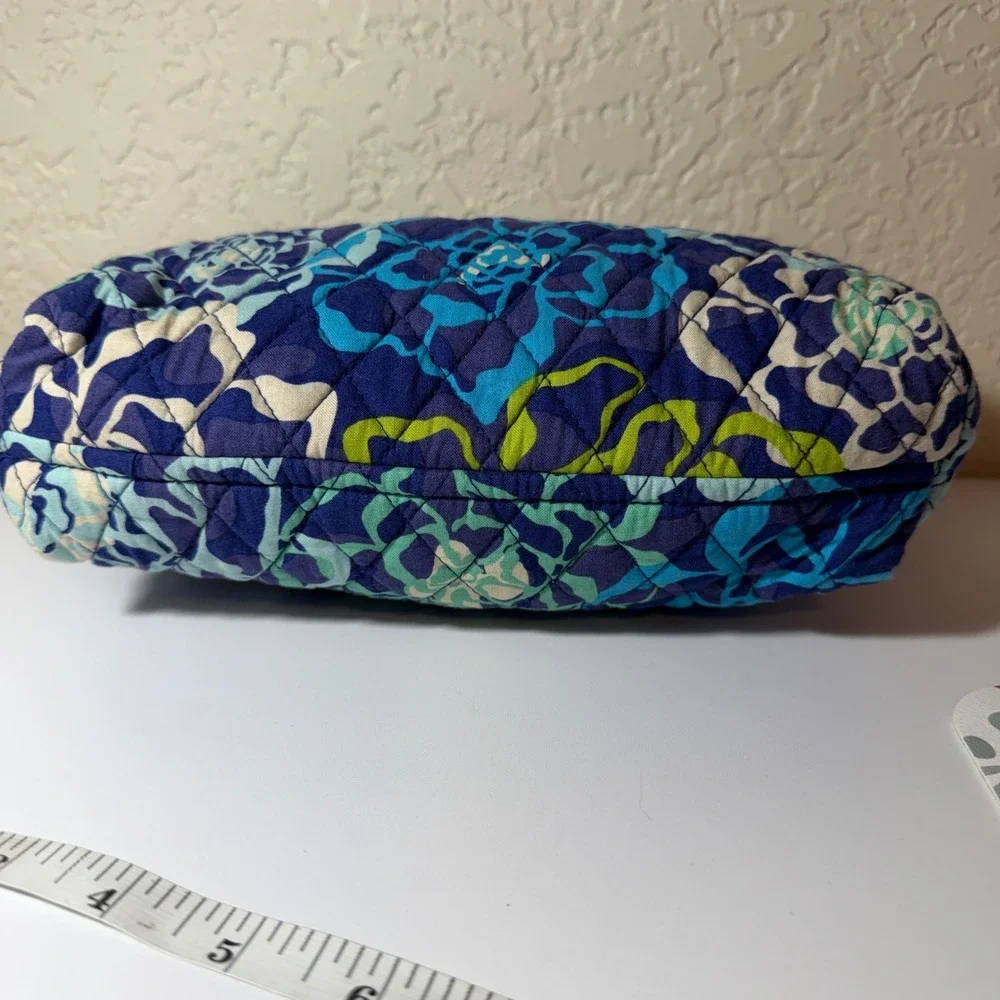 Vera Bradley Katalina Blues Quilted Cotton Cosmetic Makeup Bag Blue Green Floral
